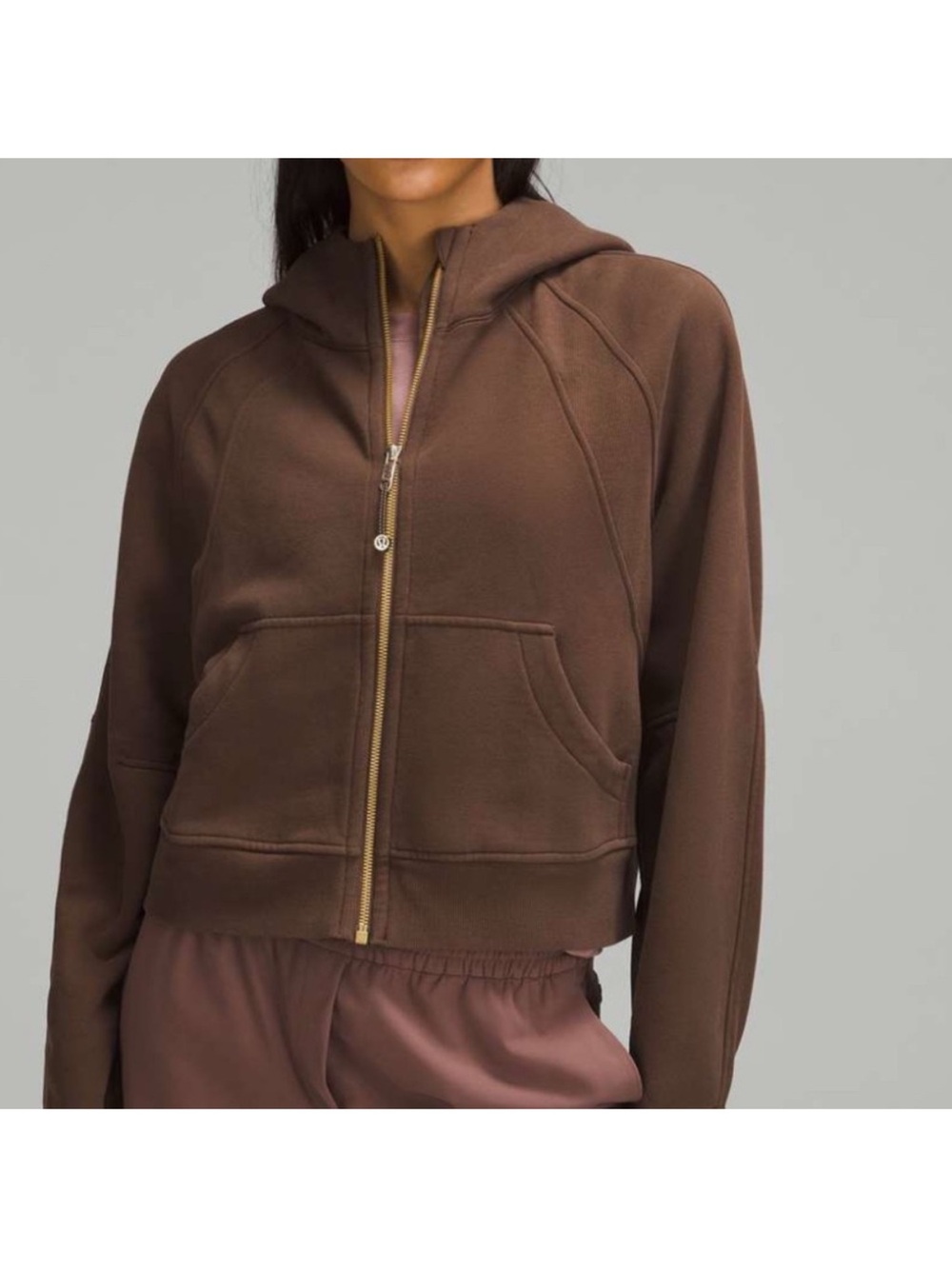 lululemon athletica Brown Cropped Zip Hoodie